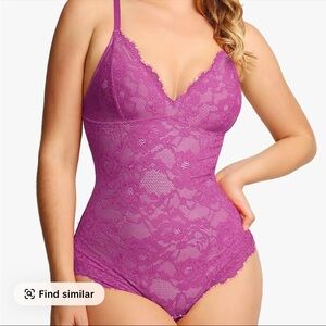 Chic Lace Shapewear Bodysuit in Vibrant Purple
